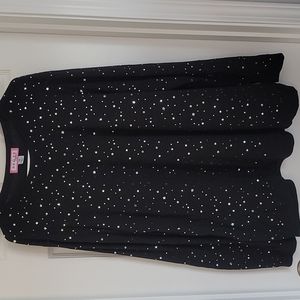 Koi by Kathy Peterson long sleeve top 3x Black with silver stars